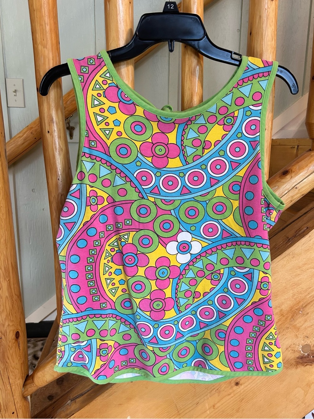 SUMMER- Colorful Psychedelic Tank Top - Bright Neon Pink, Yellow & Green